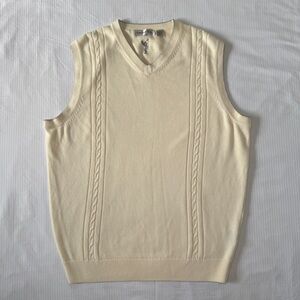 Cypress Links Elegant V-Neck Cream Sweater Vest | Size L